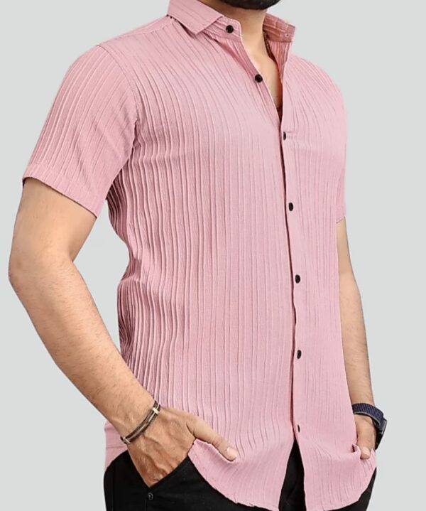 Men Regular Fit Self Design Casual Popcorn  Shirt - Image 2